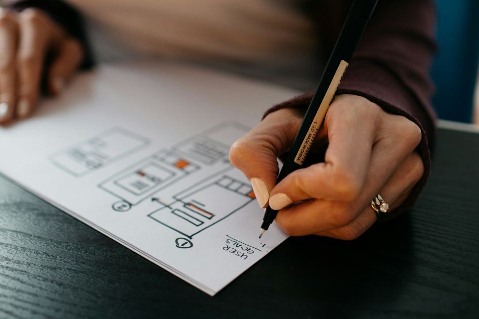 Wireframe sketches for an app